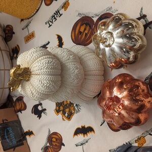 Pumpkin Decor Set - Gold, Silver, Cream